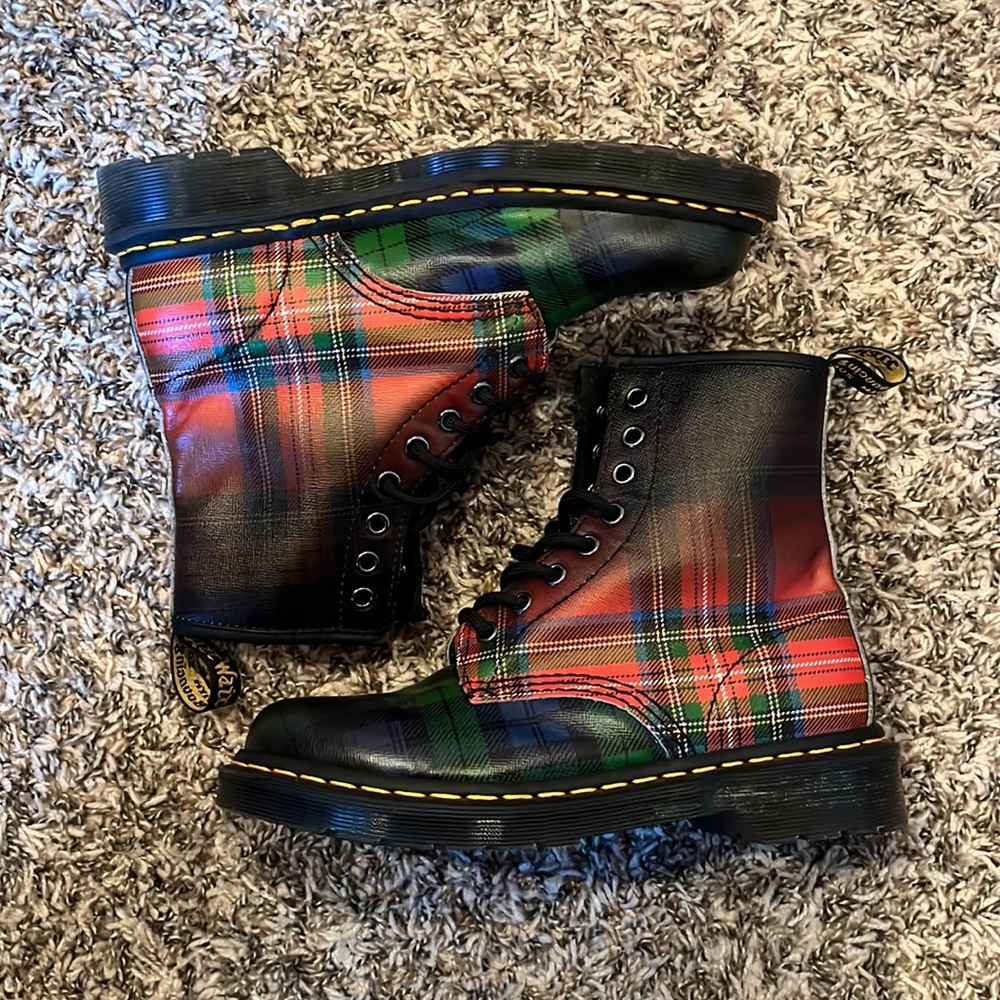 Doc Martens plaid boots